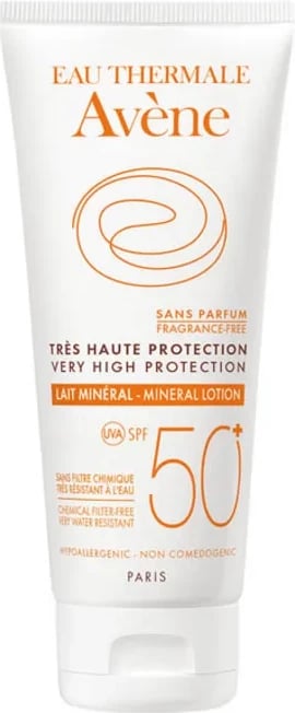 Losion mbrojtës nga dielli Avene Very High Protection Mineral Lait SPF 50+, 100ml, unisex