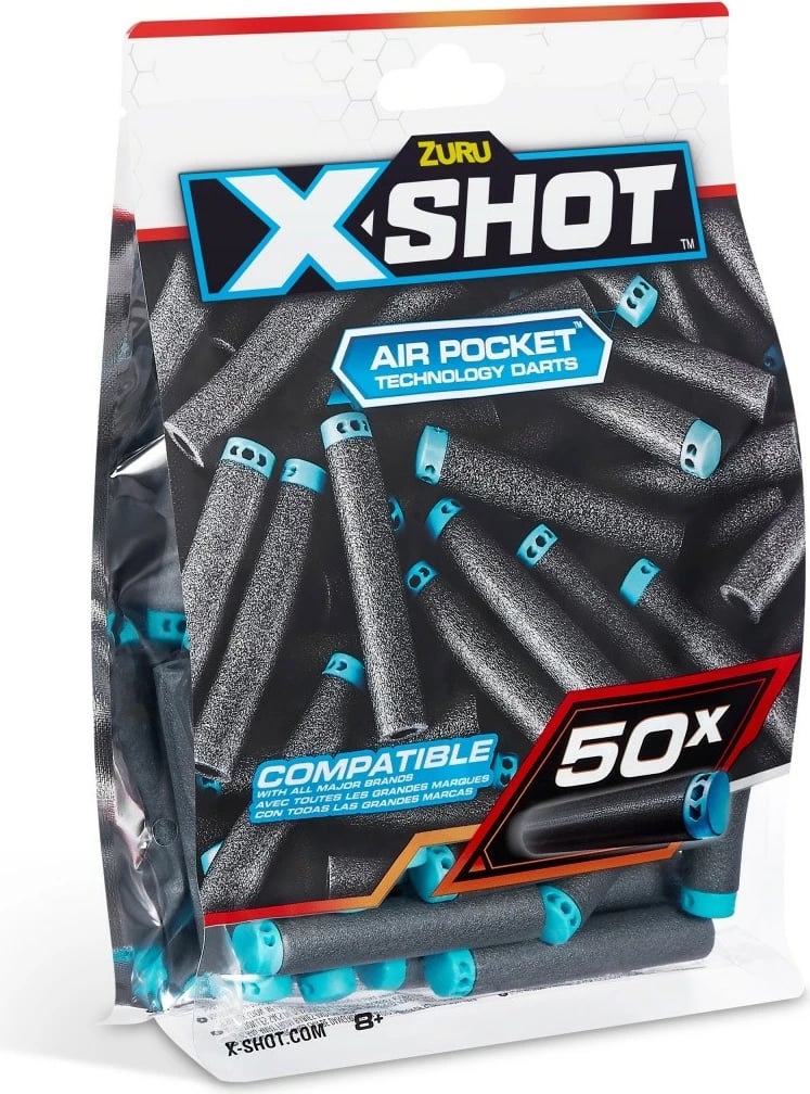 Set shigjeta shkumë ZURU X-Shot Excel, 50 copë, Azure/Black