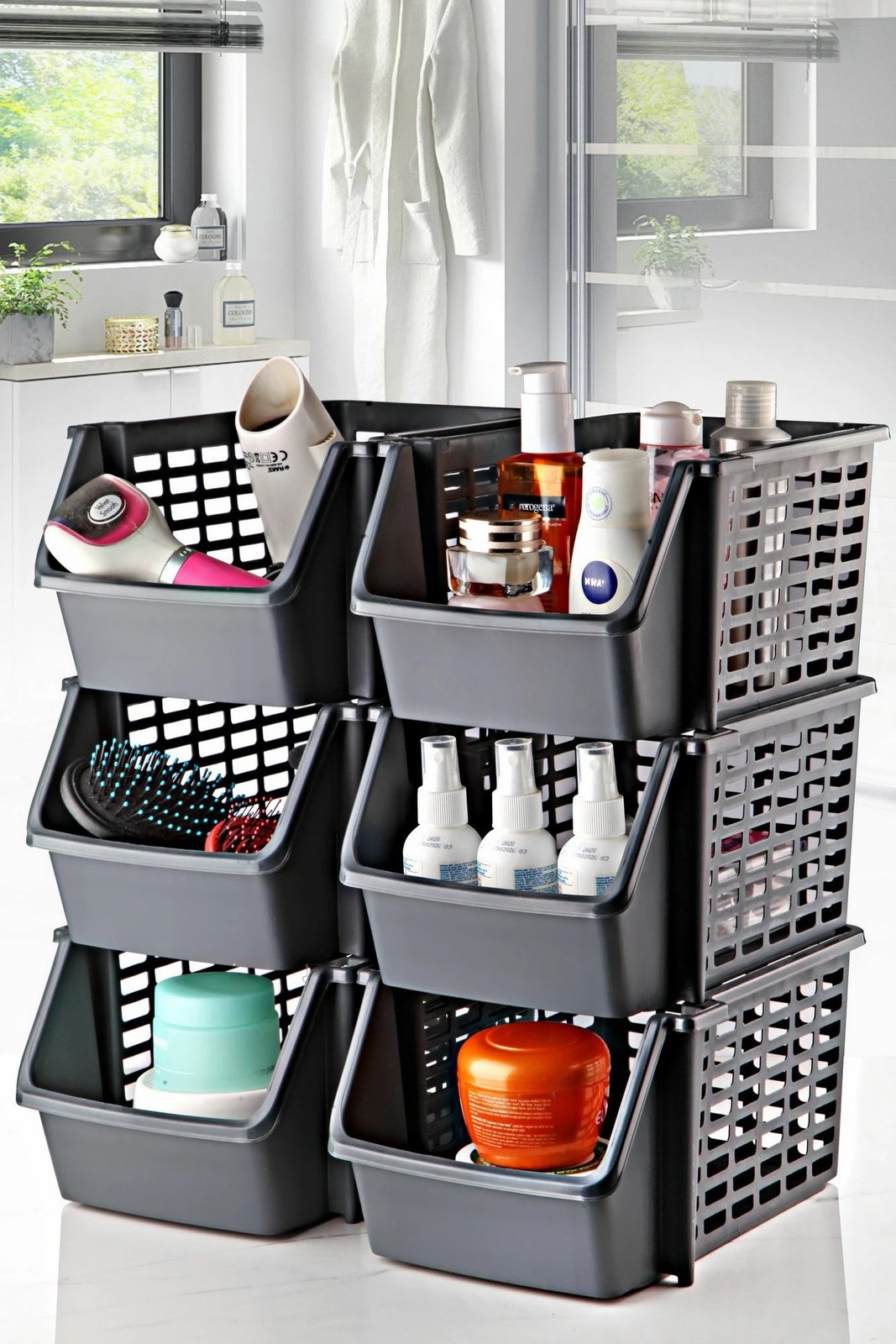 Organizer plastik, ngjyrë antracit, Aberto Design, EVYDZN-6, 21x28x15cm