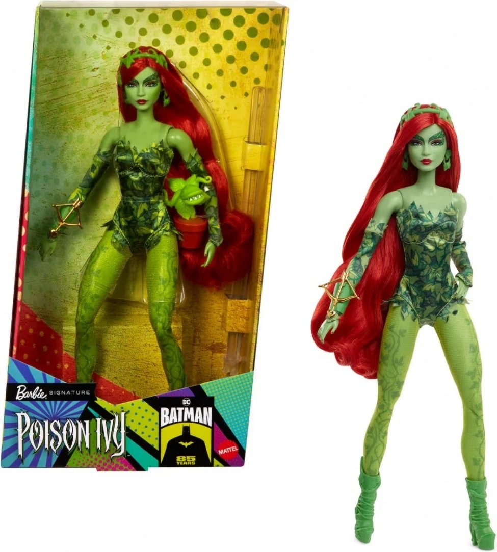 Kukull koleksionuese Barbie Signature Poison Ivy Mattel HRM51 me aksesorë, e gjelbër