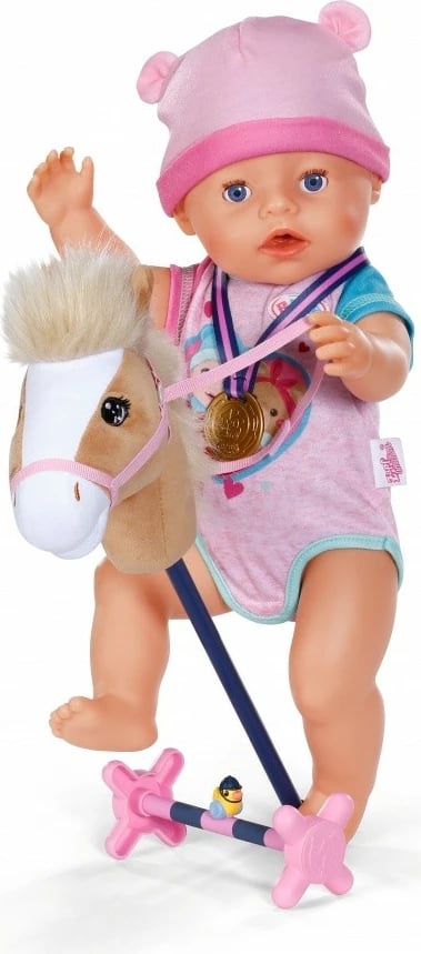 Set hobby horsing me kalë në shkop, Zapf Baby Born, 837375-116725, për kukulla 36 cm dhe 43 cm, shumëngjyrësh