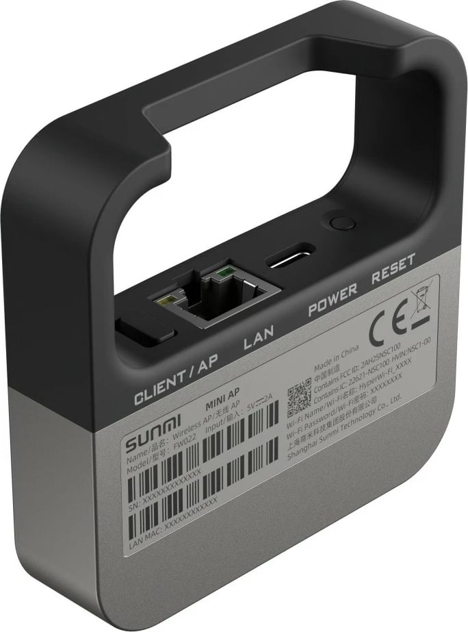Pikë aksesi Wi‑Fi Sunmi C15004005 802.11ah Hyper Wi‑Fi, WPA3, 1x Ethernet 10/100, USB‑C, AP/Client, e zezë/gri