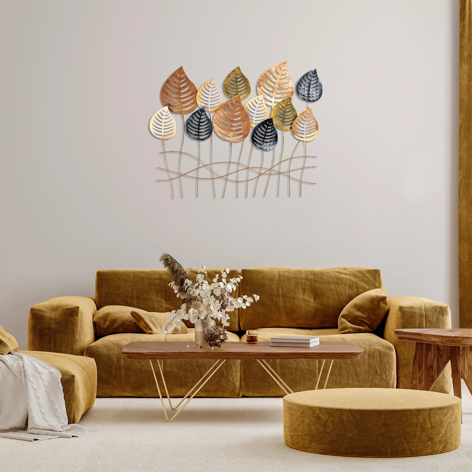 Aksesor dekorativ metalik për mur Wallity, ngjyrë lejla