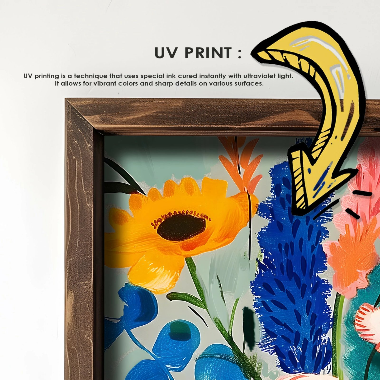 Pikturë dekorative me kornizë MDF, shumëngjyrëshe, Wallity, GE218-L