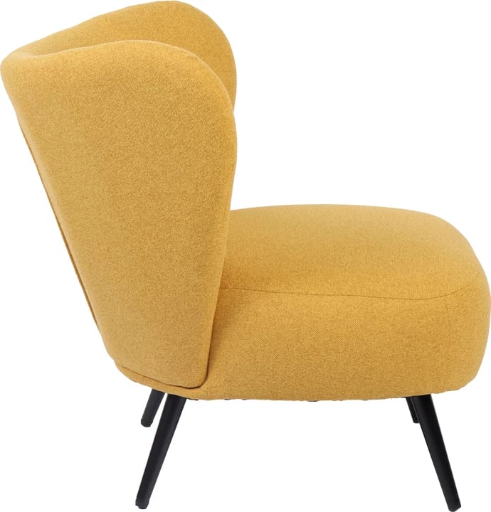 Fotel Nagreta, material tekstili i verdhë, këmbë metalike të zeza, 77x73x74cm