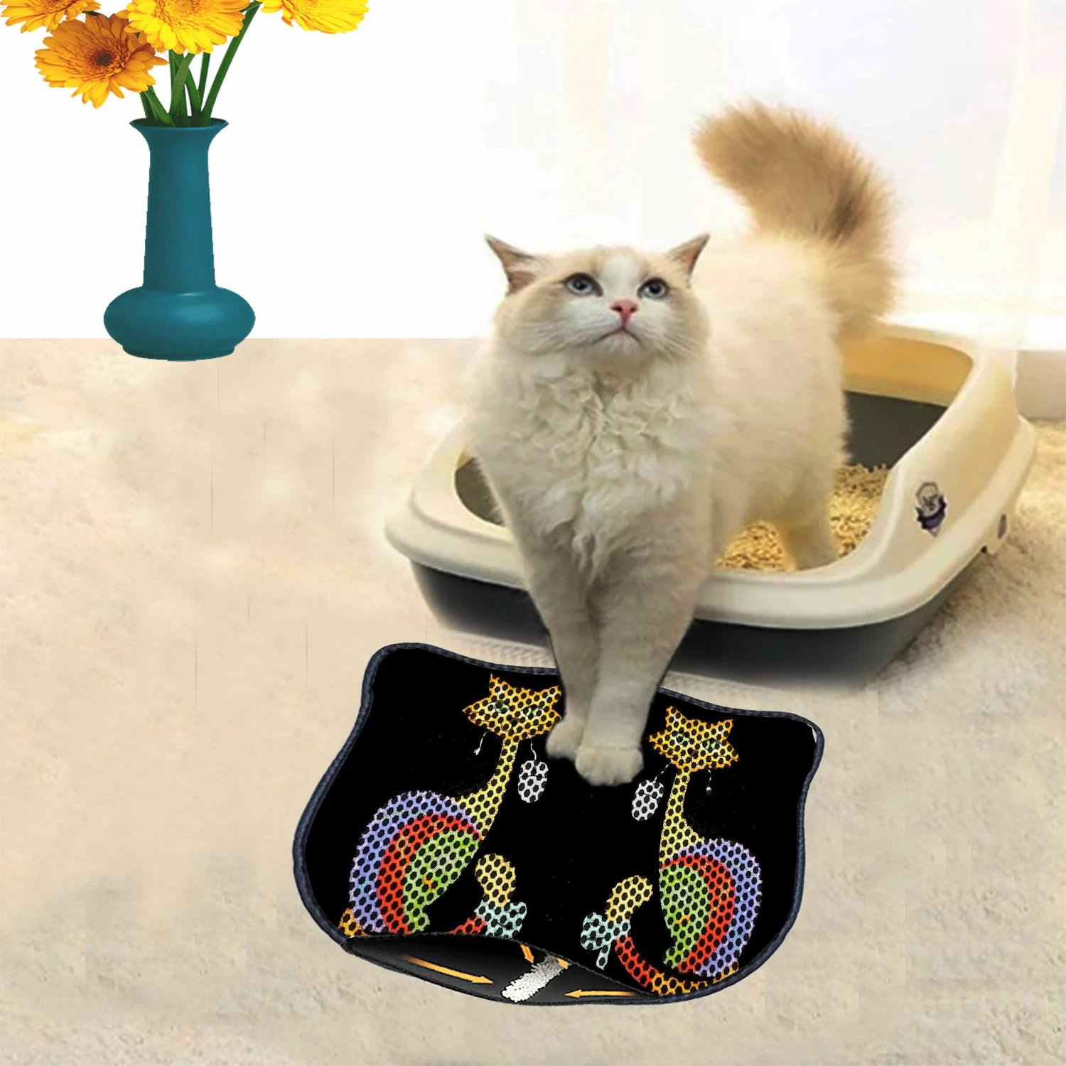 Tapet për rërë mace, shumëngjyrësh, Paws & Whiskers, Kdkafa0128, 40x50cm