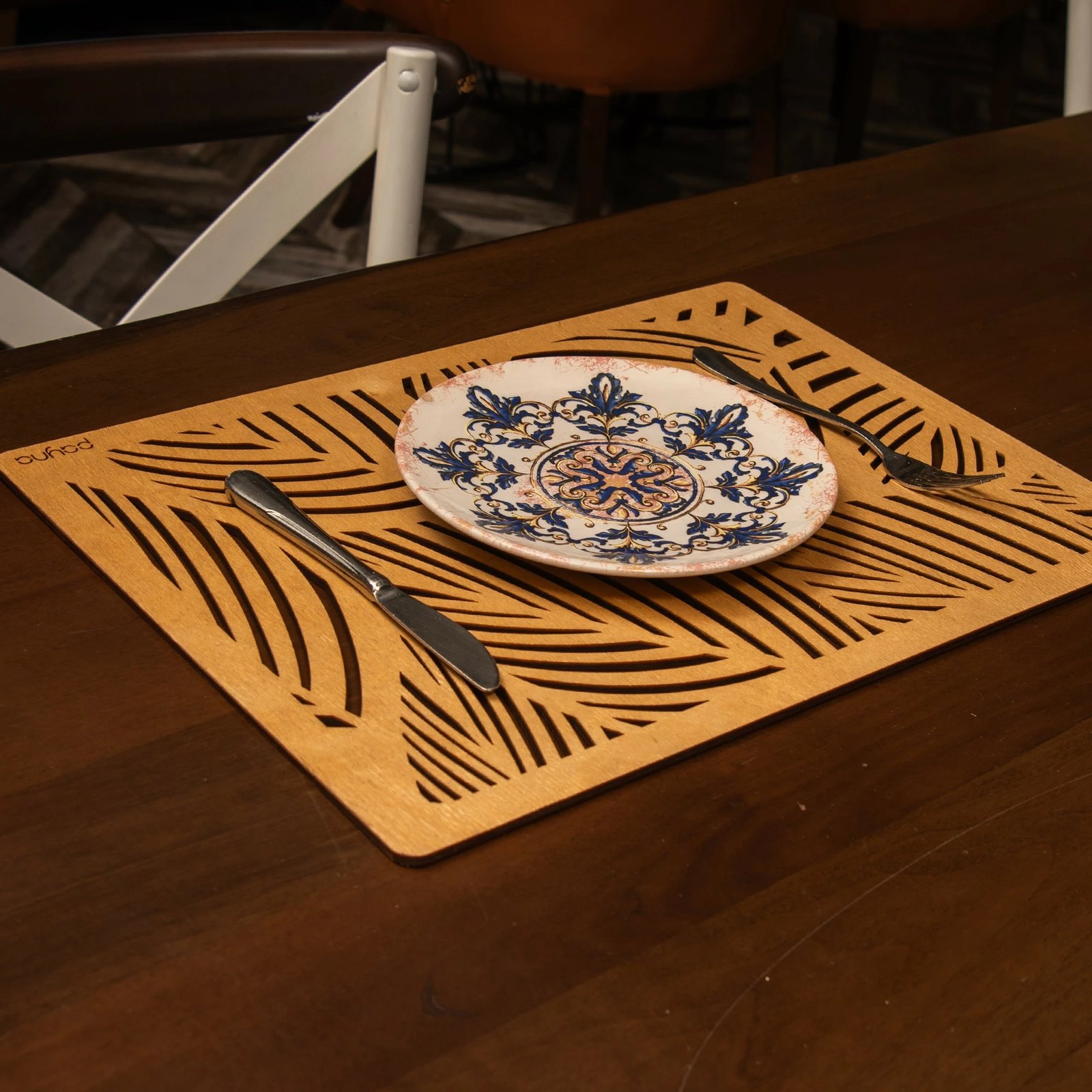 Set nënshtruesish tavoline prej druri, 6 copë, Hermia, ngjyrë mjaltë