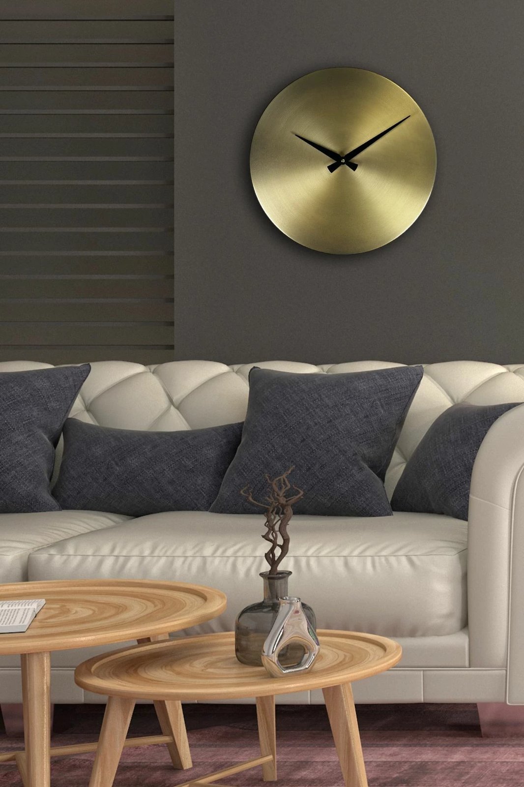 Orë muri dekorative metalike Wallity, ari, e zezë, 35cm