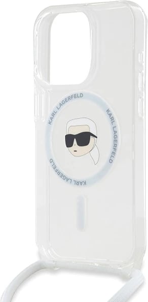 Mbështjellës Karl Lagerfeld Crossbody IML Karl Head MagSafe për iPhone 15 Pro Max, Transparent