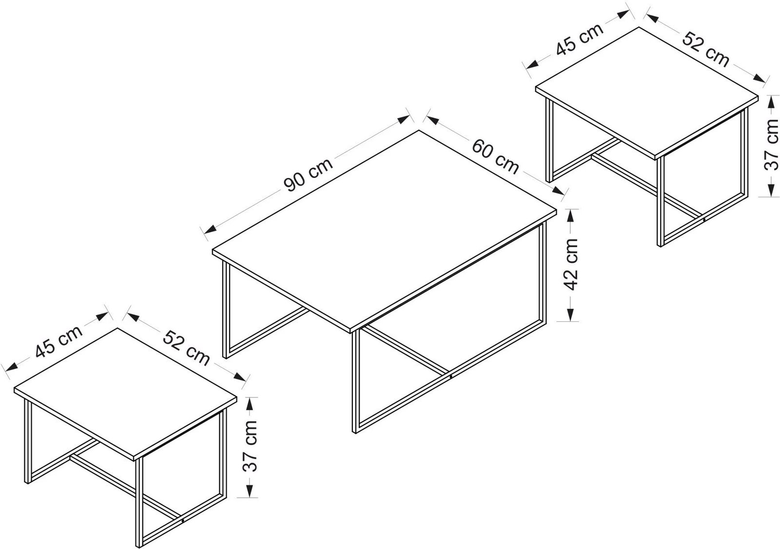 Set tavolinash të mbivendosura Hanah Home, Levada, ngjyrë arre, 3 copë