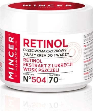 Krem fytyre anti-rrudhë Mincer Pharma Retinol 70+ No 504 për femra, 50ml