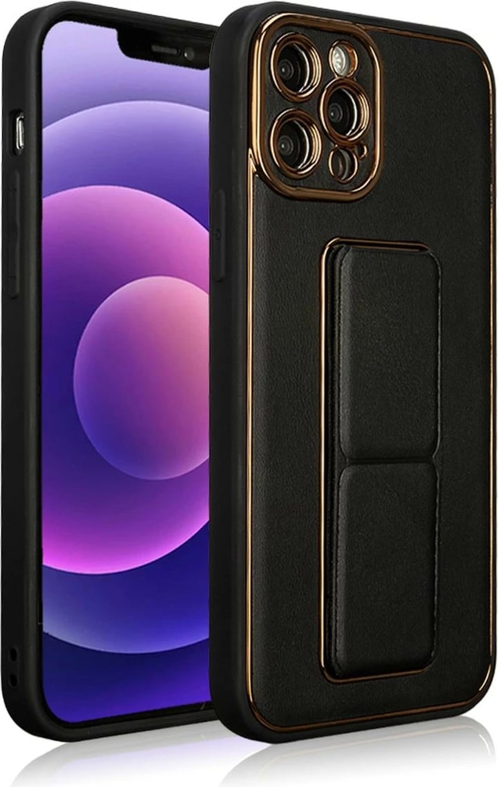 Mbështjellës Hurtel Kickstand Case për Samsung Galaxy A12 5G, silikon, me mbajtëse, zi