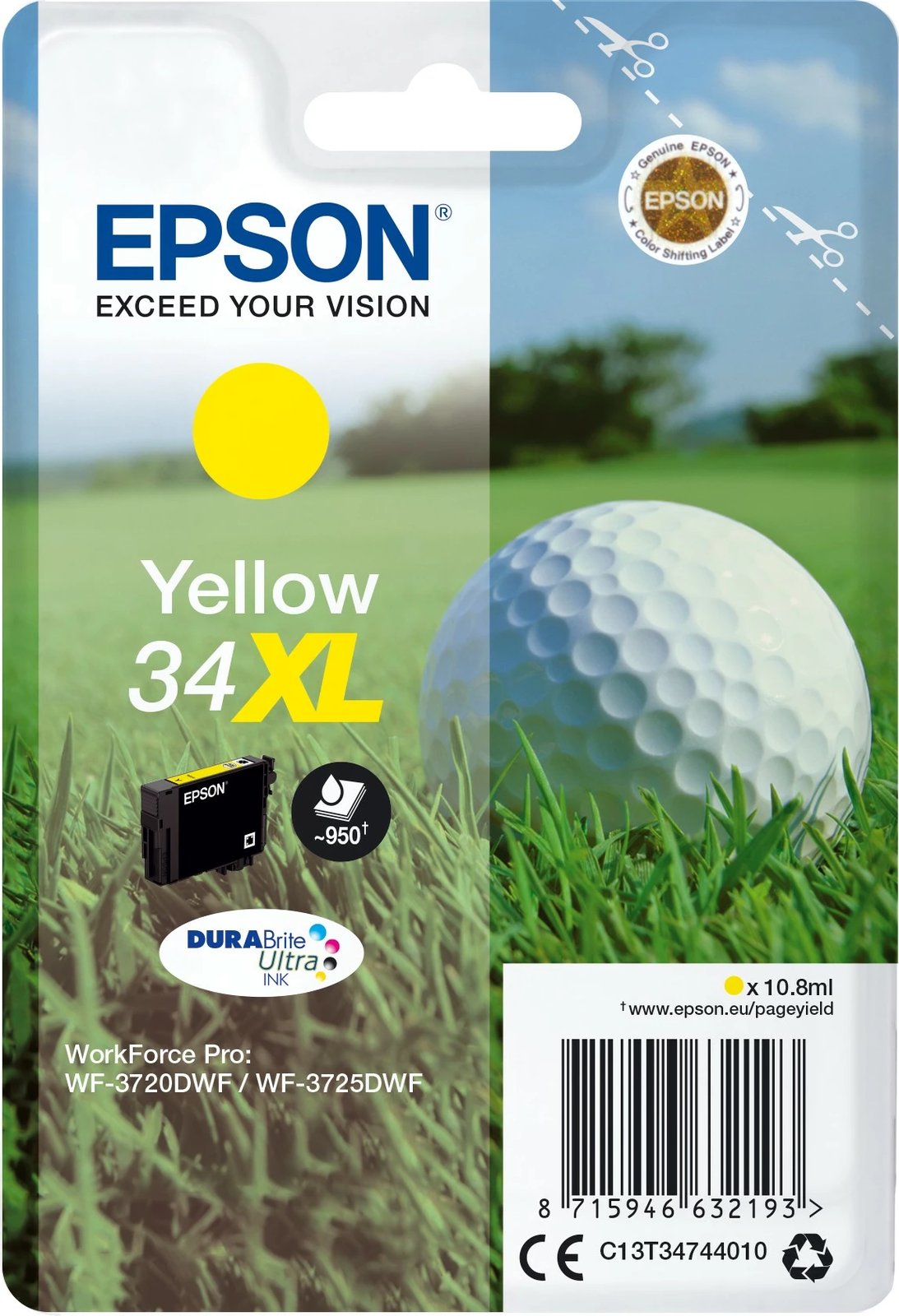 Toner Epson 34XL yellow, për WorkForce Pro WF-3720DWF/WF-3725DWF, XL