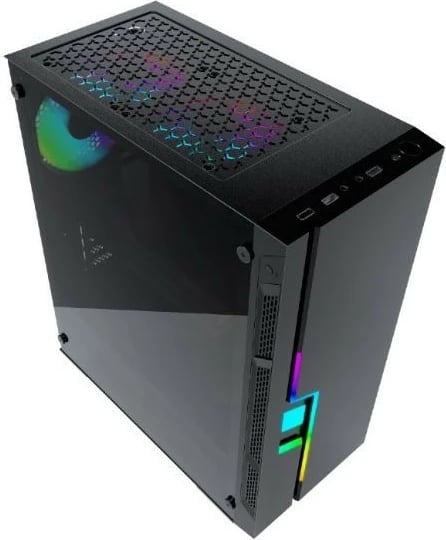 Kasë Gembird Fornax 2000 CCC-FC-2000 Midi Tower, RGB, ATX/mATX/ITX, 2x2.5", 2x3.5", USB 3.0 + 2x USB 2.0, e zezë