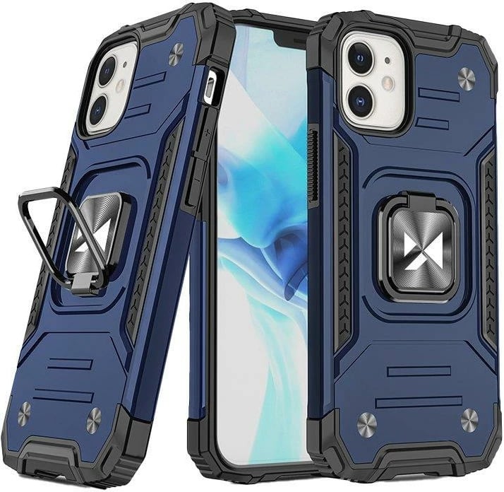 Mbështjellës Wozinsky Ring Armor për iPhone 14, me unazë dhe qëndrim, kaltër
