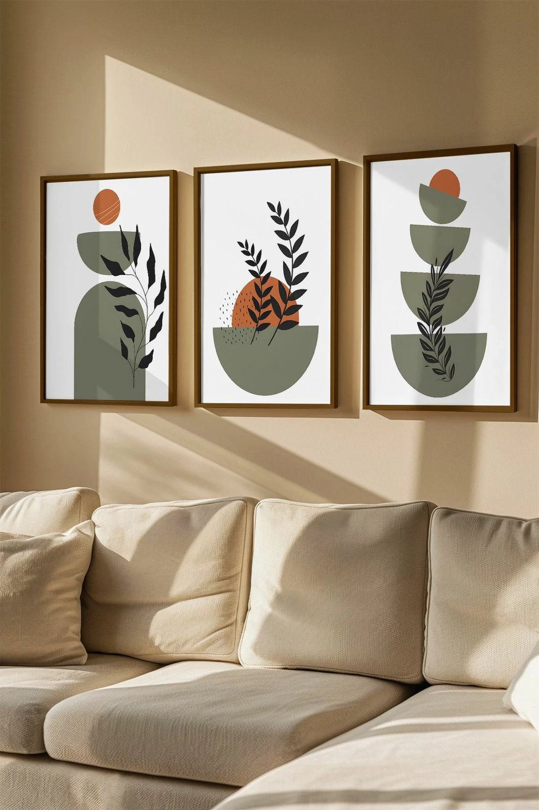 Set pikturash dekorative me kornizë (3 copë), Wallity, Artvmodel6-Kahve