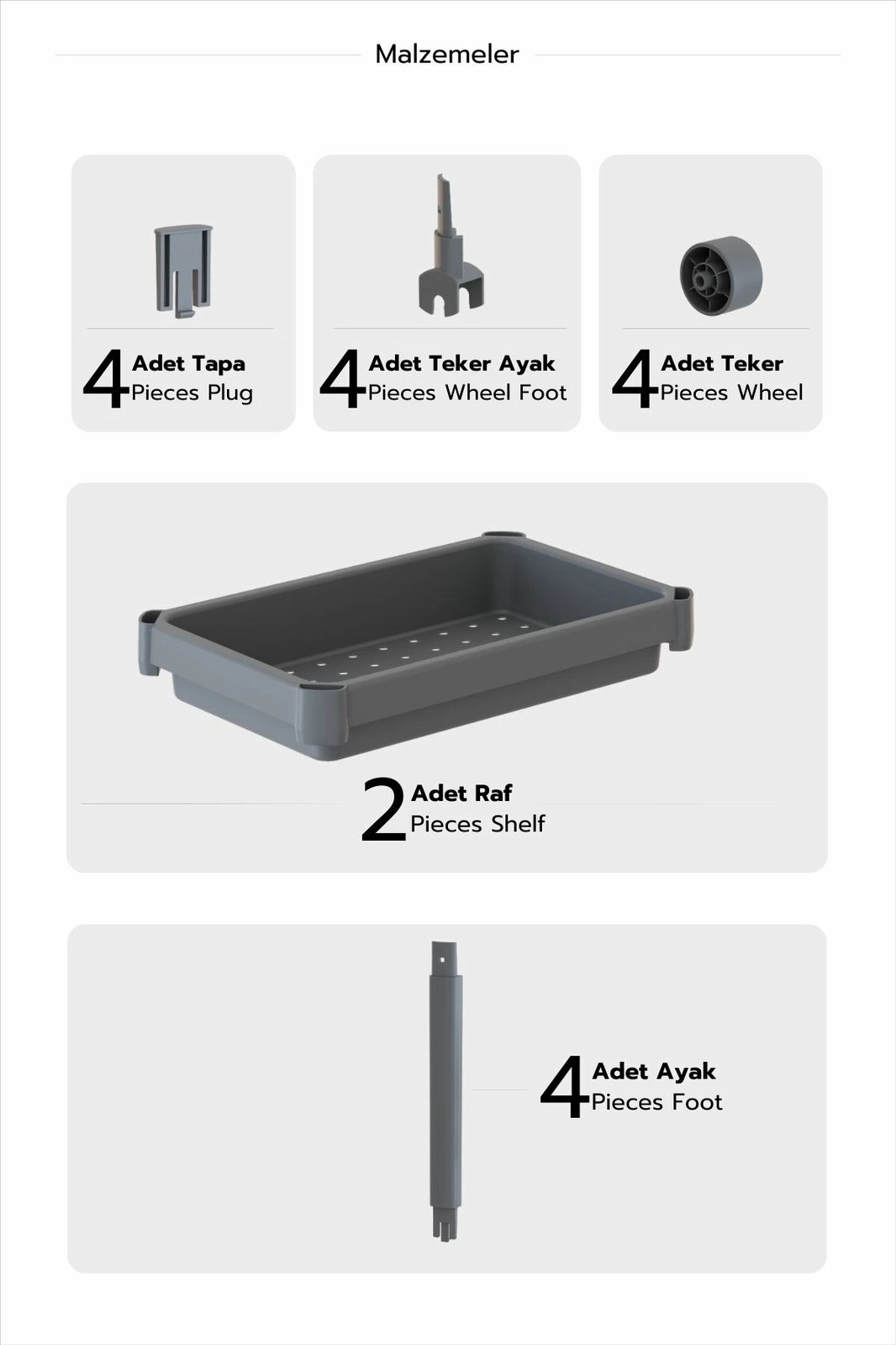 Raft plastik shumëpërdorimësh, ngjyrë gri, Aberto Design, TKRLKKT-2K-2, 23x36x40cm