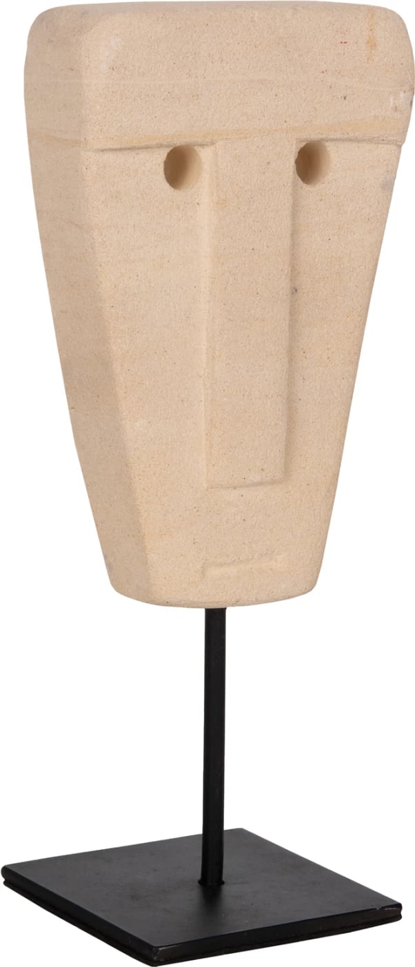 Dekor tavoline fytyrë, gur Paras, qëndrim metalik i zi, FH4312, 9x3x22 cm