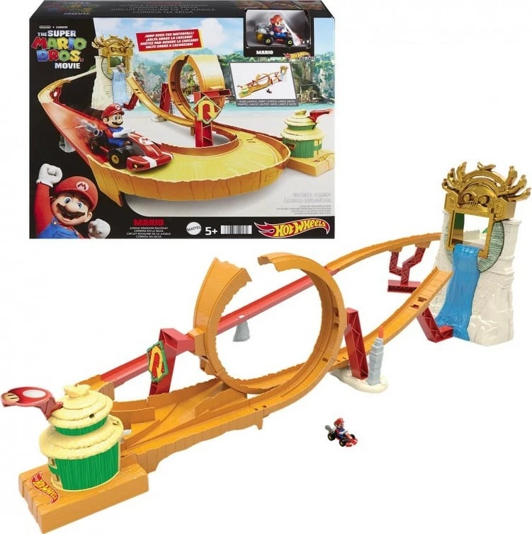 Set garash Hot Wheels Mario Kart Island Donkey Konga, Super Mario, 1:64, portokalli