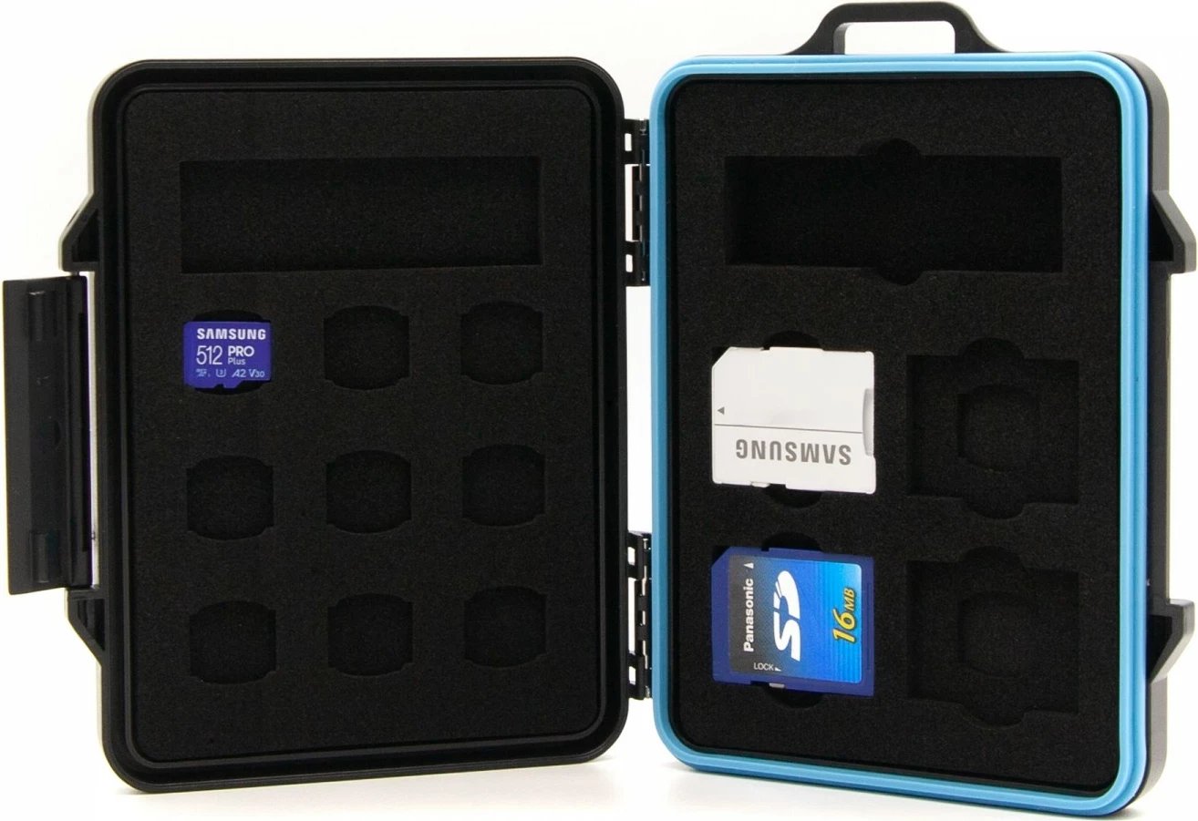 Mbështjellës Orico për karta memorie, 4*SD, 13*microSD, ngjyrë zezë-blu Mbështjellës Orico për karta memorie, 4*SD, 13*microSD, ngjyrë zezë-blu