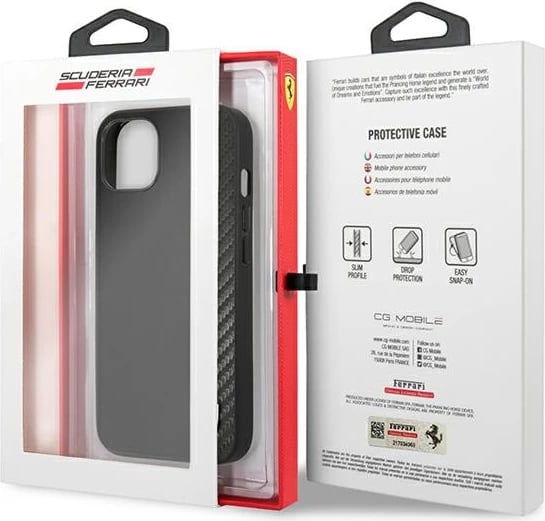 Mbështjellës Ferrari On Track Carbon Stripe për iPhone 13 mini 5.4", i zi