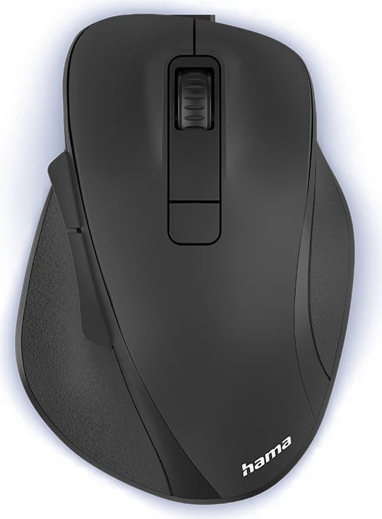 Maus pa tela, Hama MW-500 V2, bateri e rikarikueshme, 800/1200/1600 DPI, 2.4GHz USB-A, i djathtë, zi