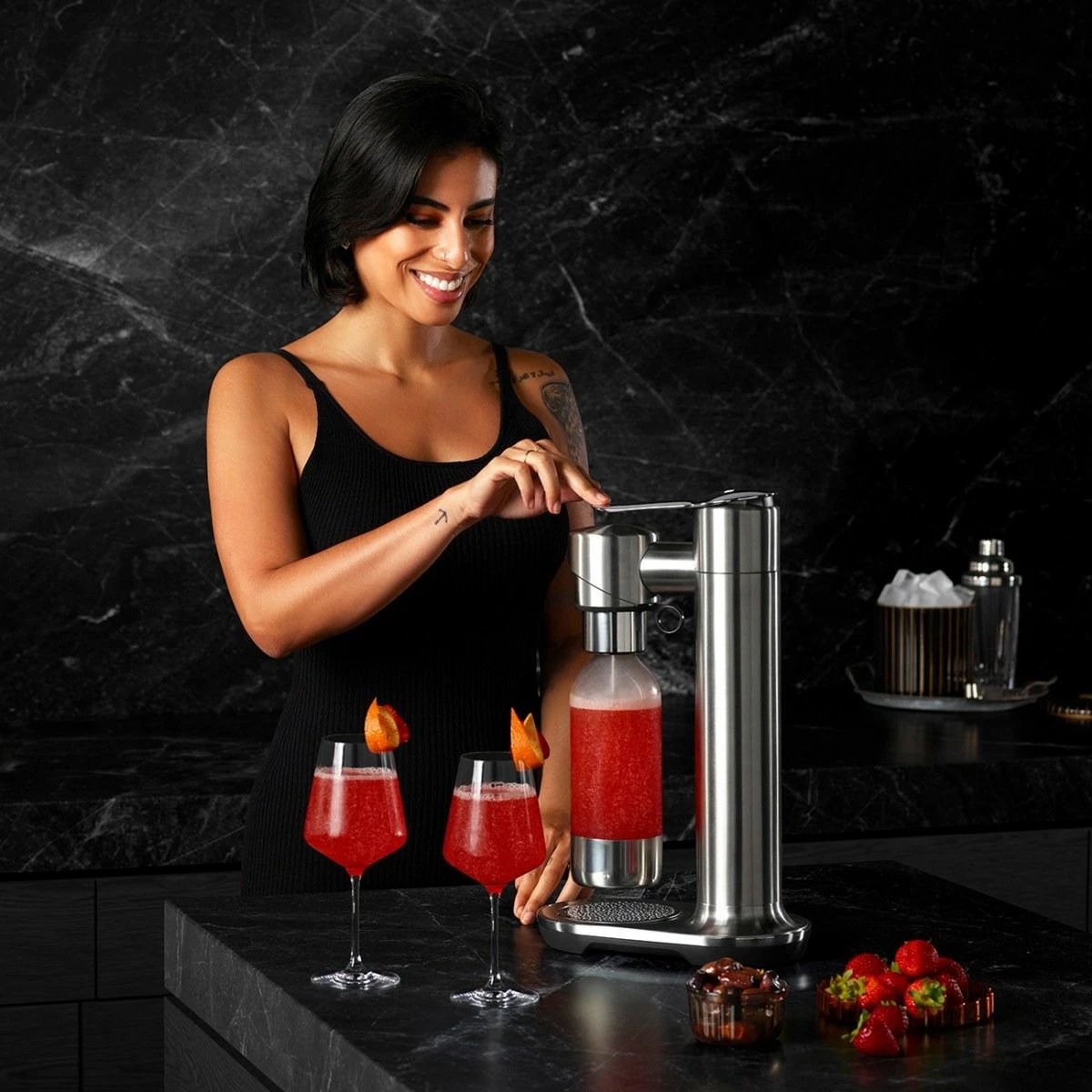 Saturator uji Sage SCA800BSS, çelik inox, 1L, brushed steel