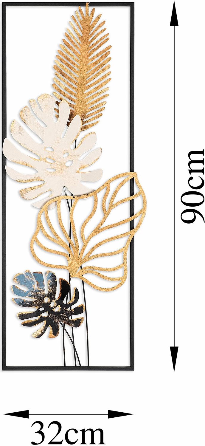 Aksesor dekorativ metalik për mur, gjethe palme, Wallity
