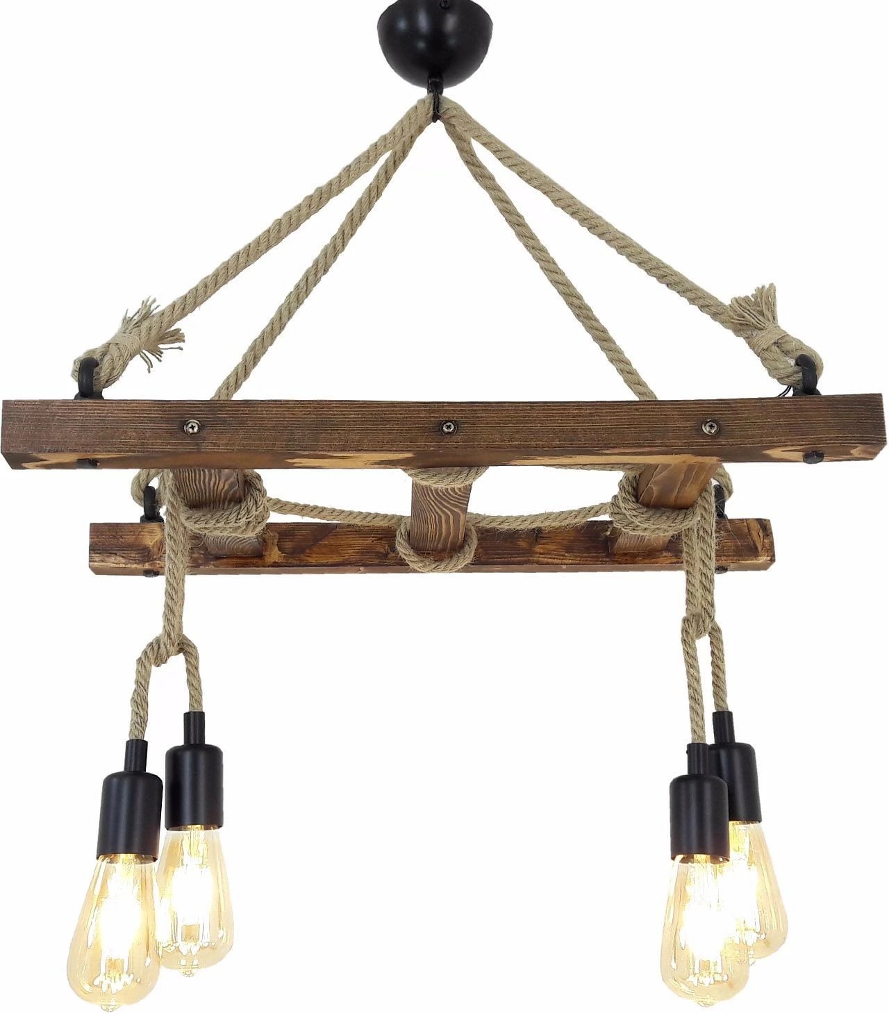 Llambë tavani Opviq, dru i fortë pis, ngjyrë arre, Merdiven Halat 3