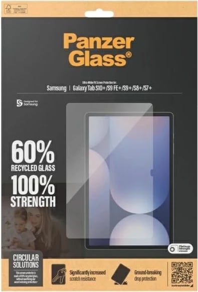 Xham mbrojtës PanzerGlass Ultra-Wide Fit për Samsung Galaxy Tab S7+ / S8+ / S9+ / S9 FE+ / S10+