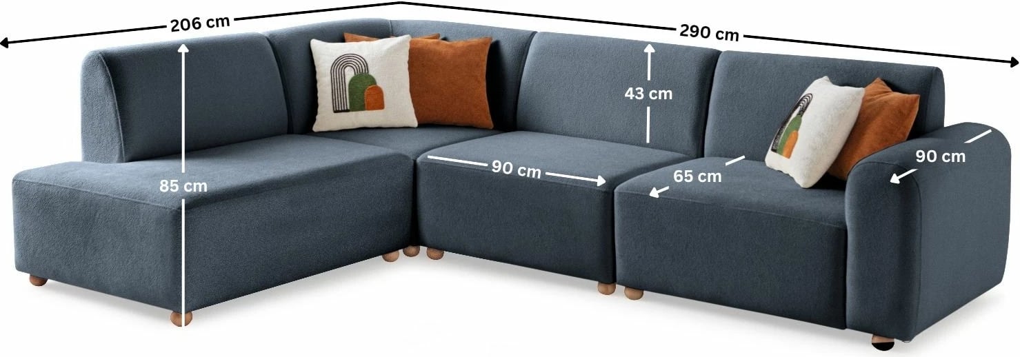 Këndore S-Loft majtas, ngjyrë kaltër, Atelier del Sofa