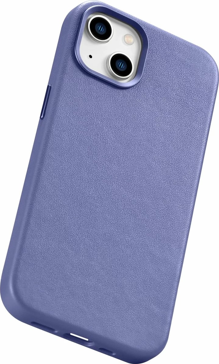 Mbështjellës iCarer për iPhone 14 Plus, lëkurë natyrale, MagSafe, vjollcë e çelët