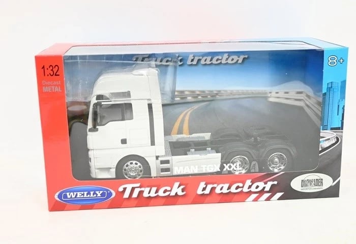 Kamion lodër WELLY MAN TGX 3-aksor, 1:32, Bardhë