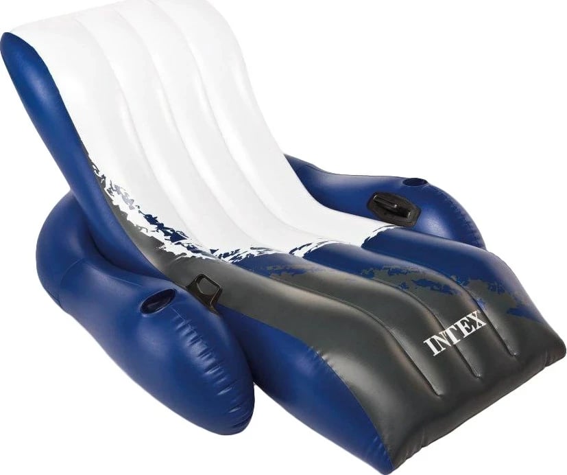 Karrige lounge notuese Intex 182648, vinyl, 1800 mm, e zezë/kaltër/bardhë