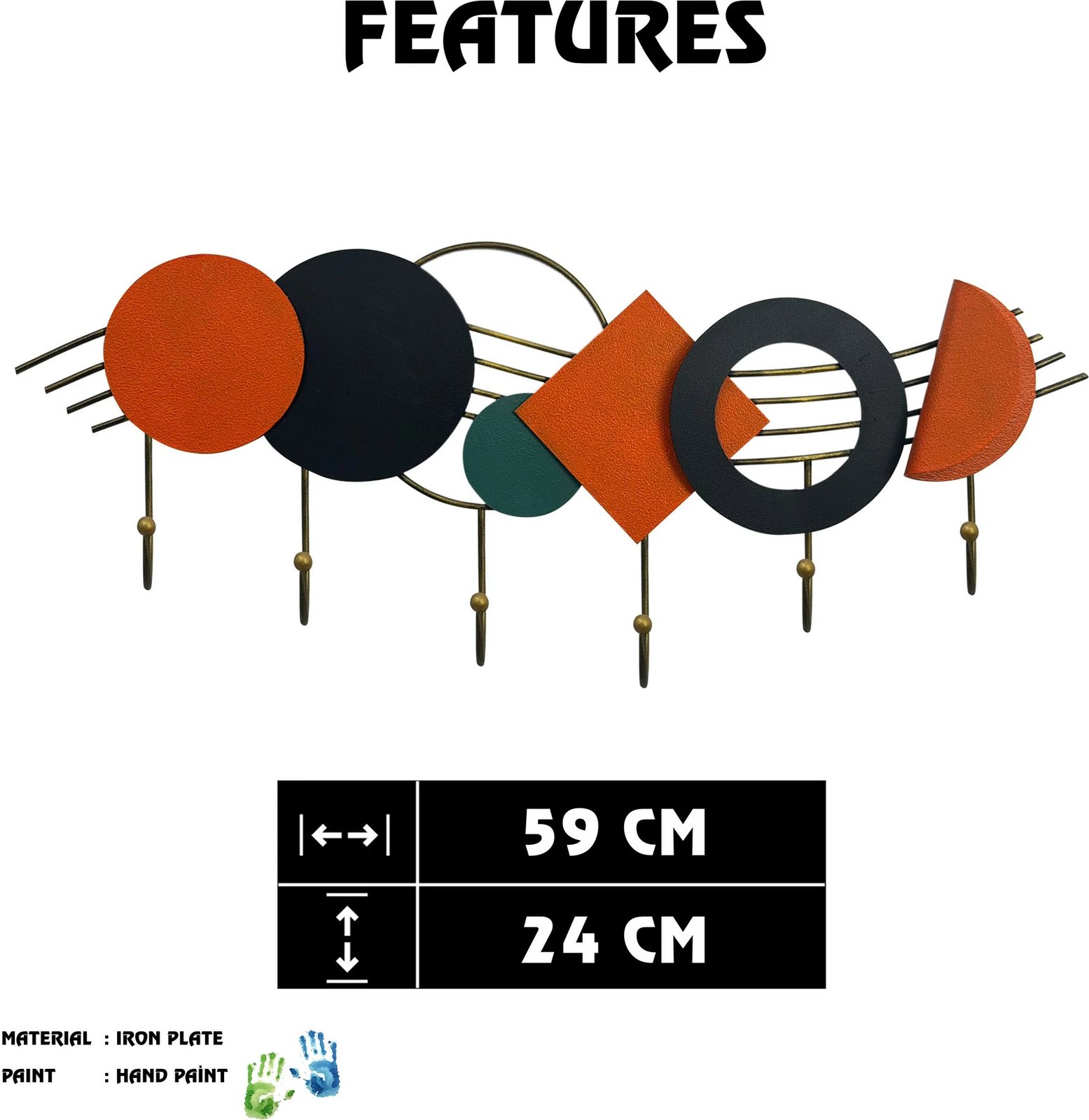 Varëse muri prej metali, shumëngjyrëshe, Wallity Mualla, 59x24cm