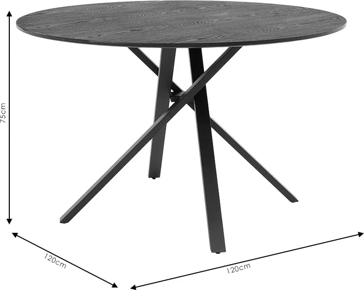 Tavolinë ngrënieje Cerco, MDF, e zezë, 120x75cm