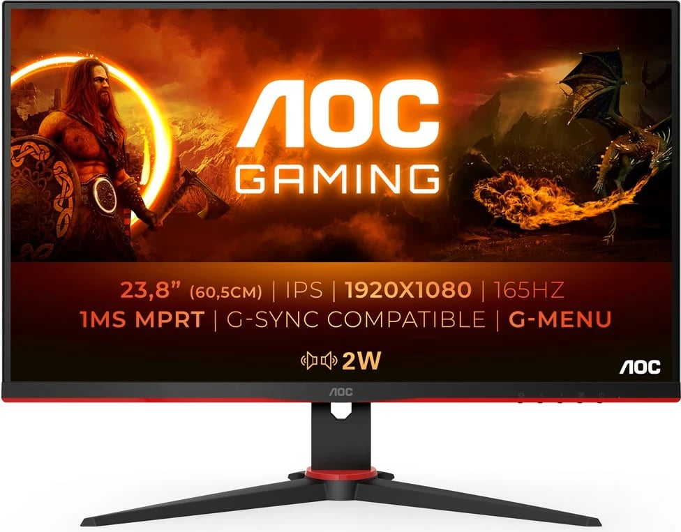 Monitor AOC 24G2SPU/BK, 23.8", Full HD, 165Hz, i zi/kuq