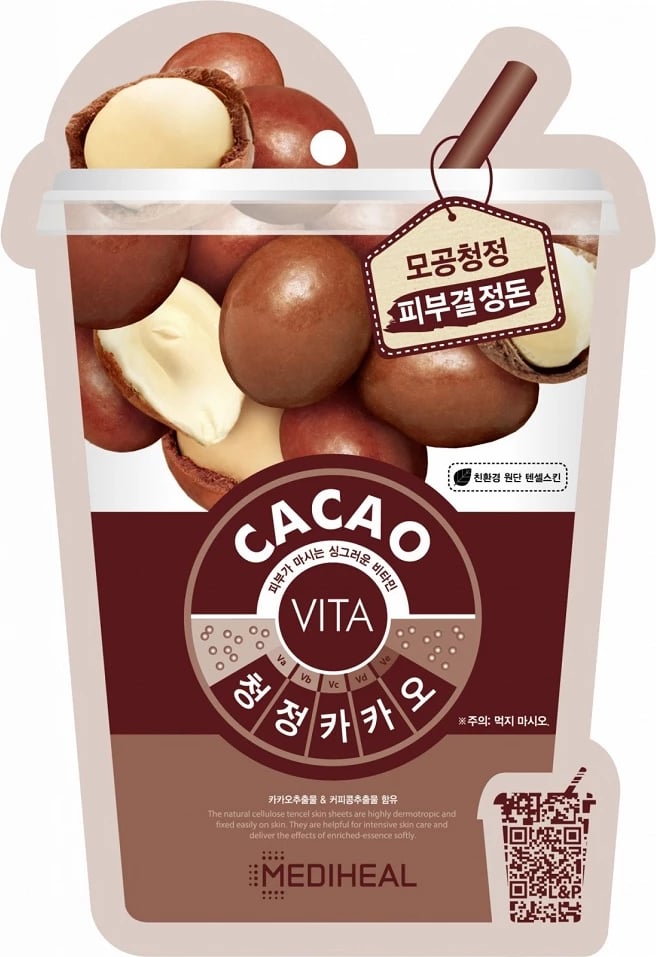 Maskë fytyre Mediheal Vita Cacao Mask Purifying Sheet Mask për femra, 20ml