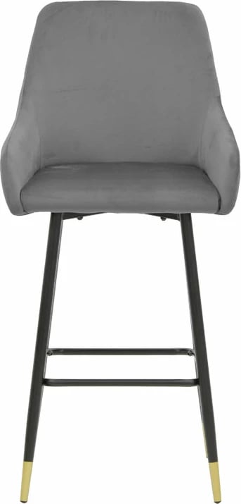 Karrige për bar Lithe metal ngjyrë ari këmbë të zeza-velur gri 47x44x98cm