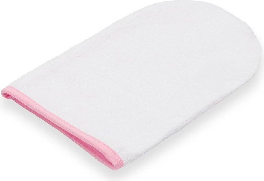 peshqir bebe me kapuç, New Baby, BASIC, 80x80 cm, e bardhë-rozë, me leckë larëse