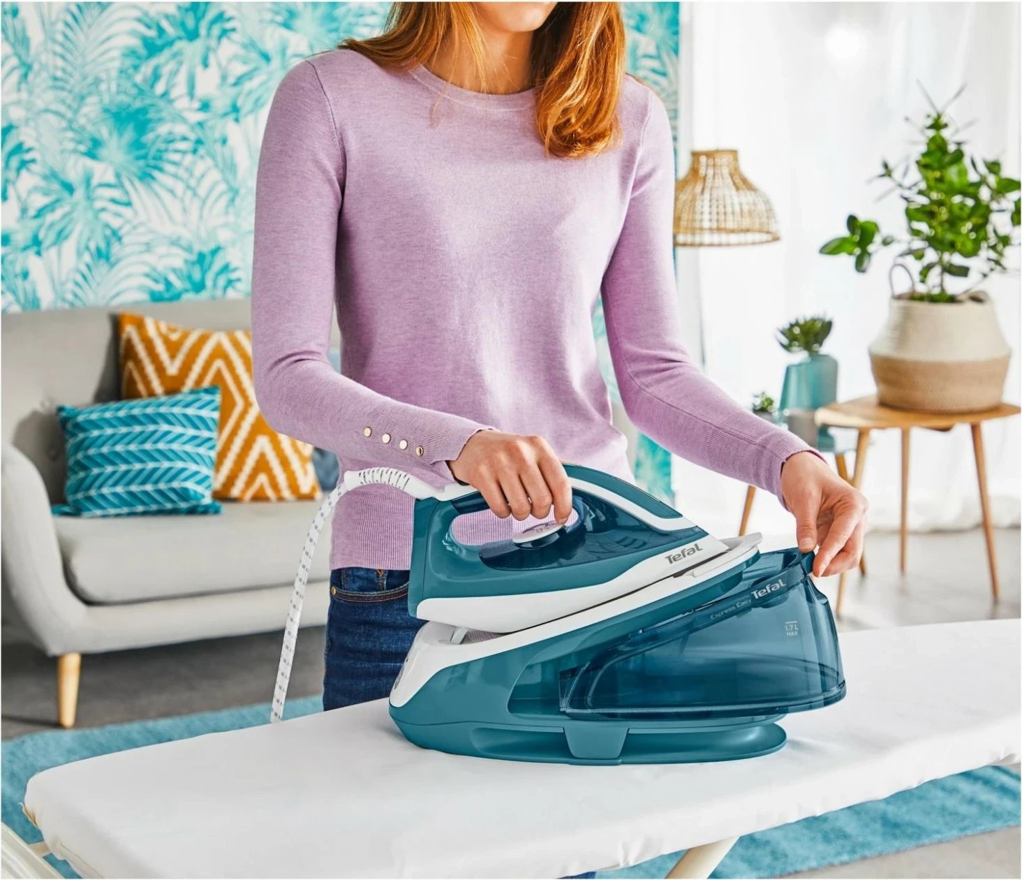 Hekur me avull Tefal SV6131, 2200W, rezervuar 1700ml, blu