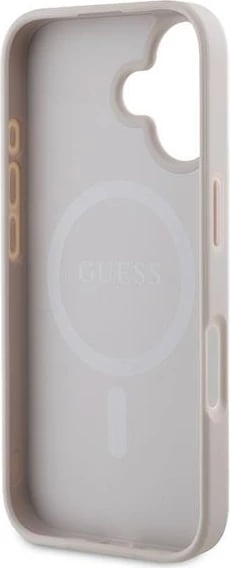 Mbështjellës Guess 4G Ring Classic Logo MagSafe për iPhone 16 Plus, Rozë