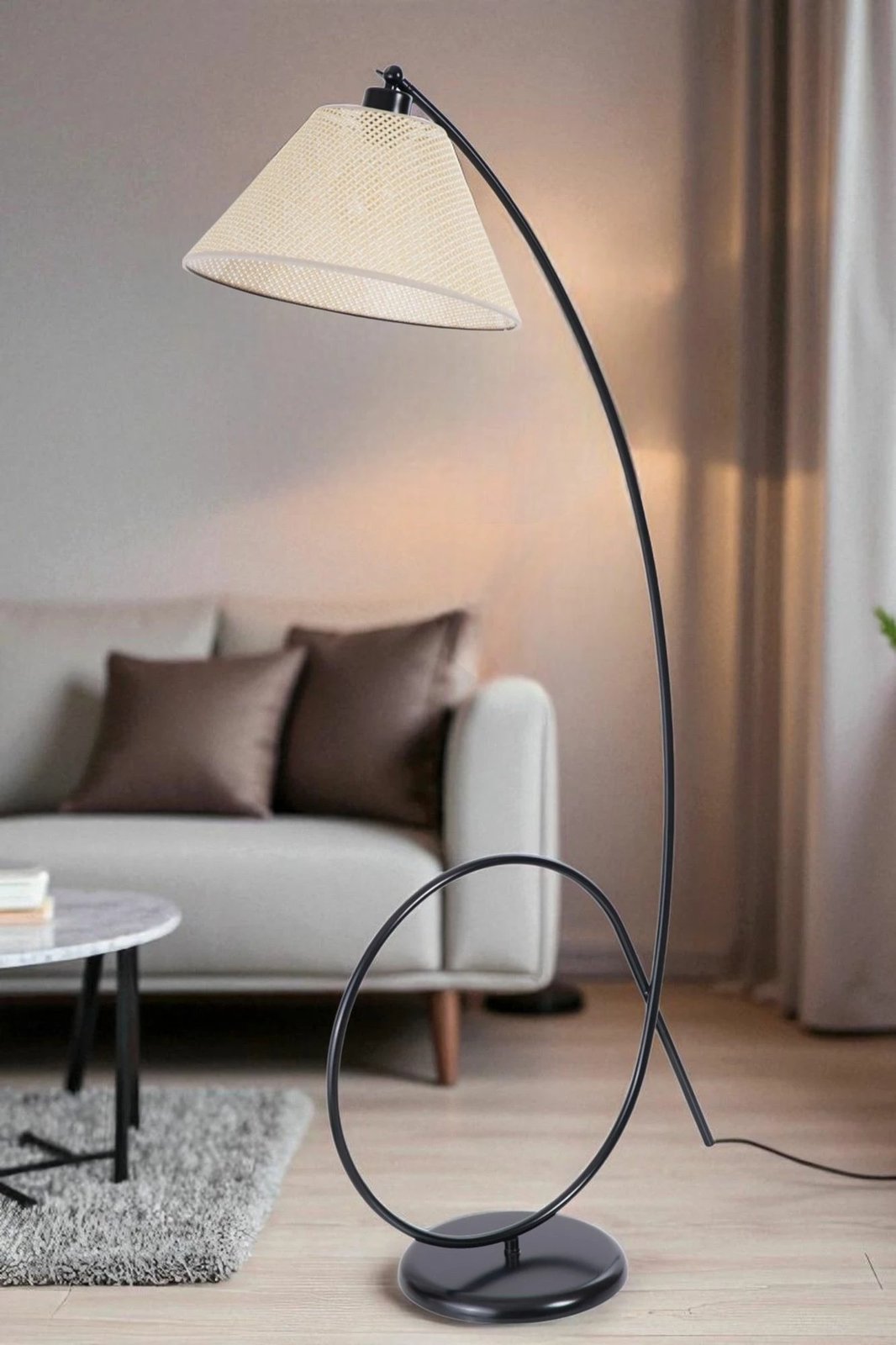 Llambë dyshemeje Opviq, krem dhe e zezë, 8965-5