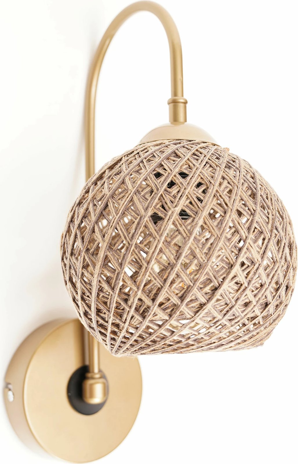 Llambë muri Opviq, SP021, trup metalik, kapak jute, ngjyrë kafe, 25x25x25cm