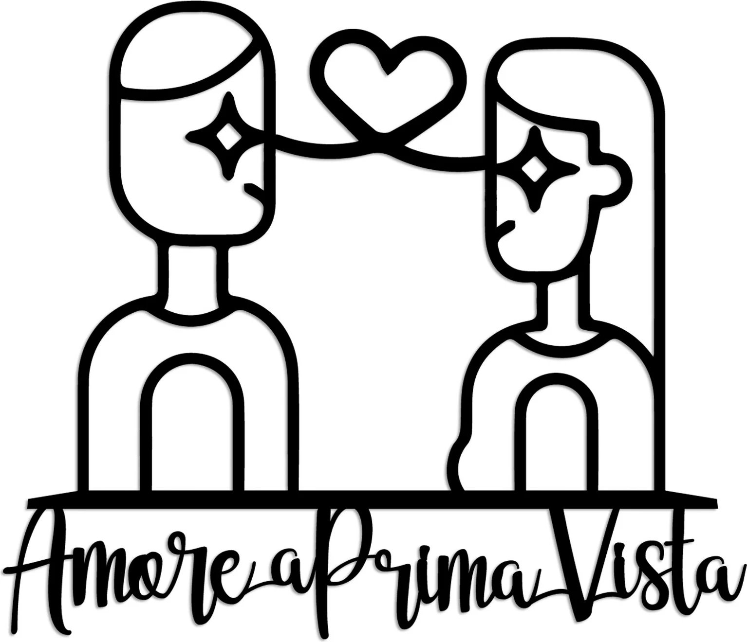 Aksesor dekorativ metalik për mur, Amore Prima Vista 4, ngjyrë e zezë, 56x49cm