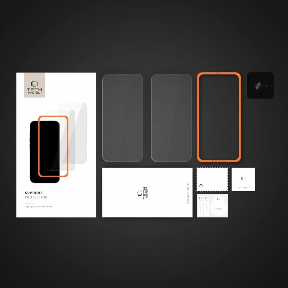 Set xham mbrojtës Tech-Protect Supreme për iPhone 16e, 3 copë, Transparent