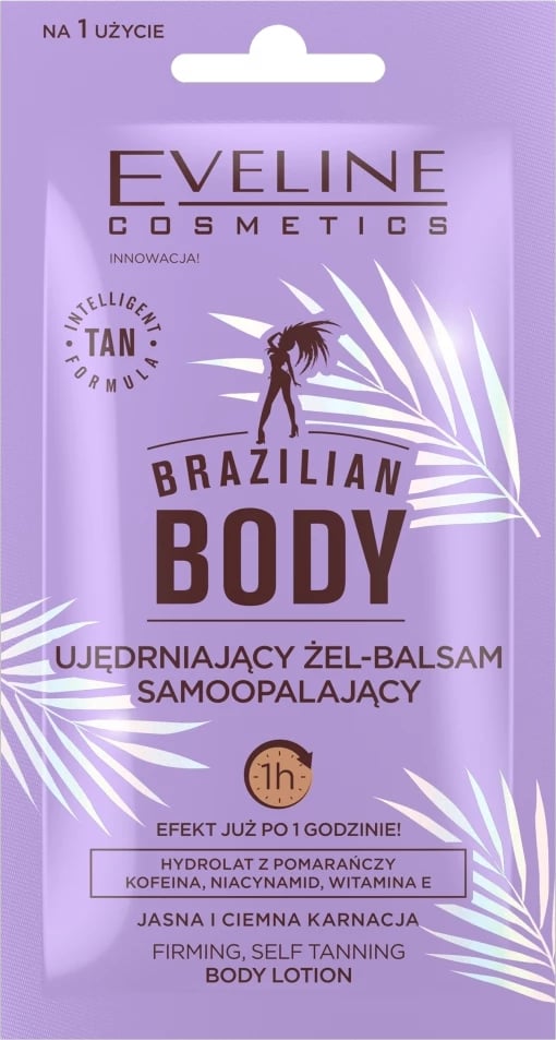 Xhel-krem vetë-ngjyrosës për trup për femra Eveline Cosmetics Brazilian Body Firming Self-Tanning, 12ml