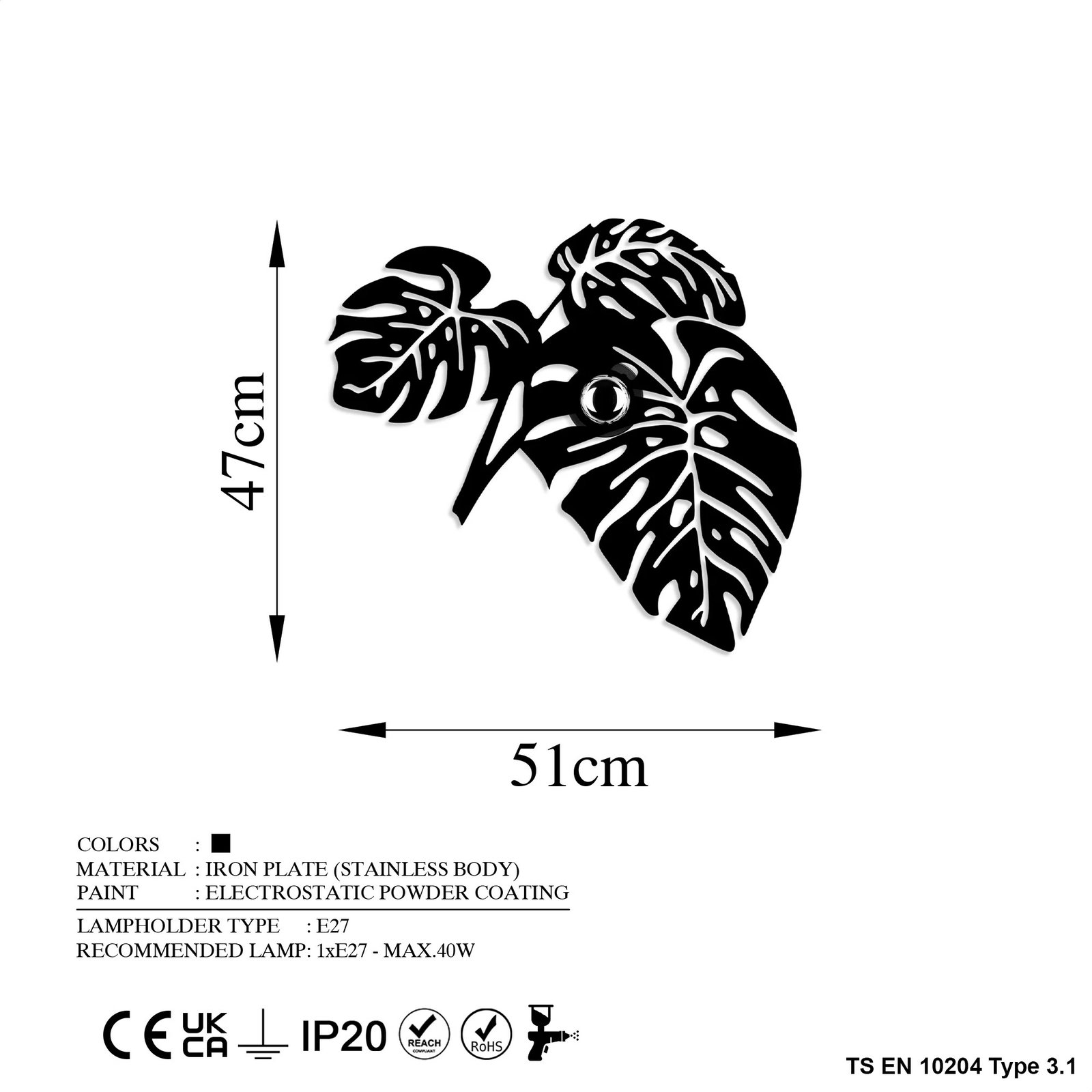 Llambë muri Opviq, gjethe, ngjyrë e zezë