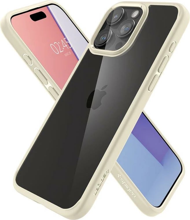 Mbështjellës Spigen Crystal Hybrid për iPhone 15 Pro Max, Transparent/Bezhë