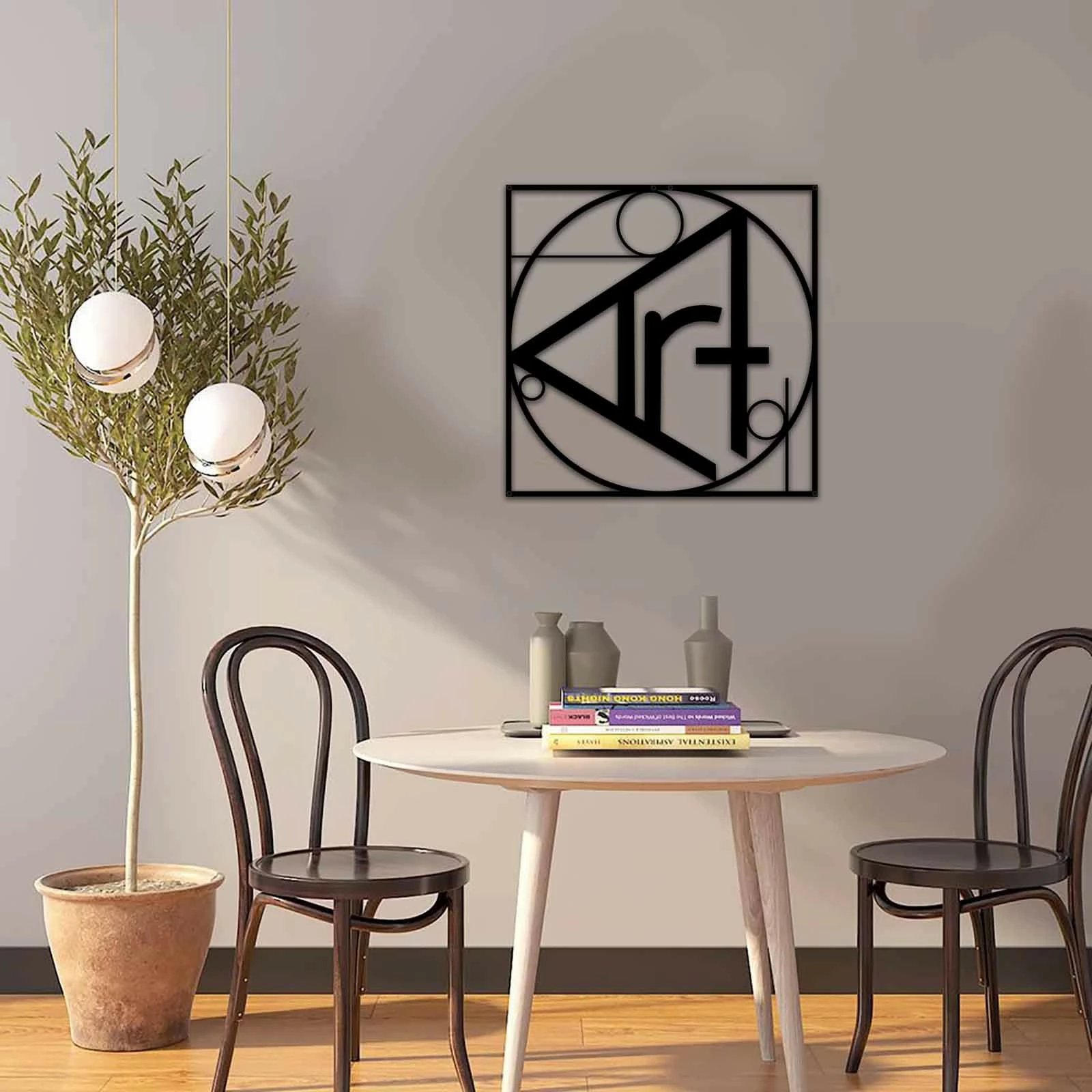 Aksesor dekorativ metalik për mur, Wallity, MT-013, ngjyrë e zezë, 49x49cm